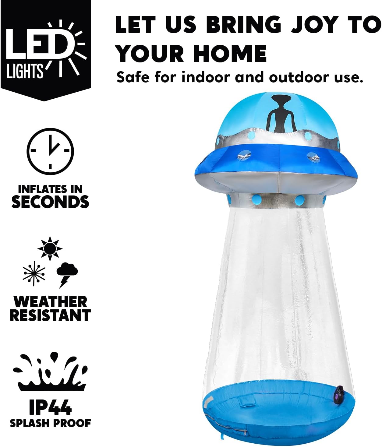 Joiedomi 9 FT Tall Halloween Inflatable UFO Outdoor Decorations, Halloween Blow Ups UFO Alien Decor for Yard Decoration with LEDs for Lawn Garden Party Decor