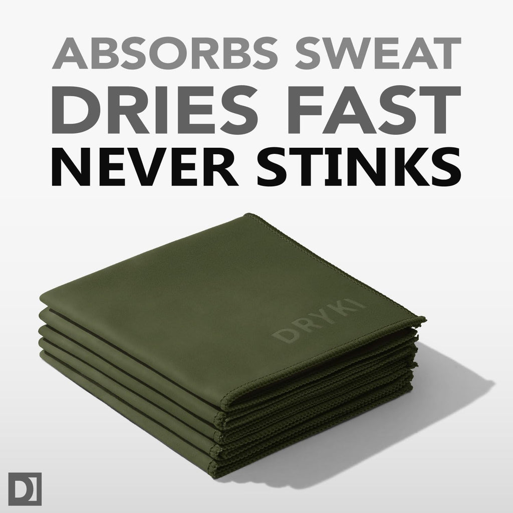 Sweat Absorbing Handkerchiefs - The Original Pocket-Sized Sweat Towels - Quick-Dry Microfiber Sweat Rags for Face, Hands, & Body - Men & Women - Gym, Sports, and Work (Black: 5 Pack)