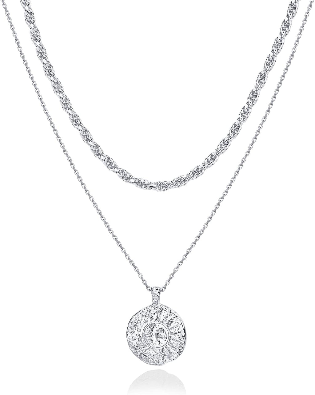 PAVOI 14K Gold Plated Layering Necklaces | Stylish Minimalist Design Pendant Necklaces | Bar, Circle, Lotus, Disc, Dog Tag, Horizontal Bar Pendants for Women