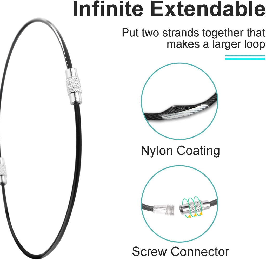 CooBigo 16 Pack Stainless Steel Loops 2mm Coated Wire Keychain Cable Large Keyrings 6 inch Key Chain for Luggage Tags, Key Tags, Keyrings, Kitchen utensils, Duster-Assorted Colors