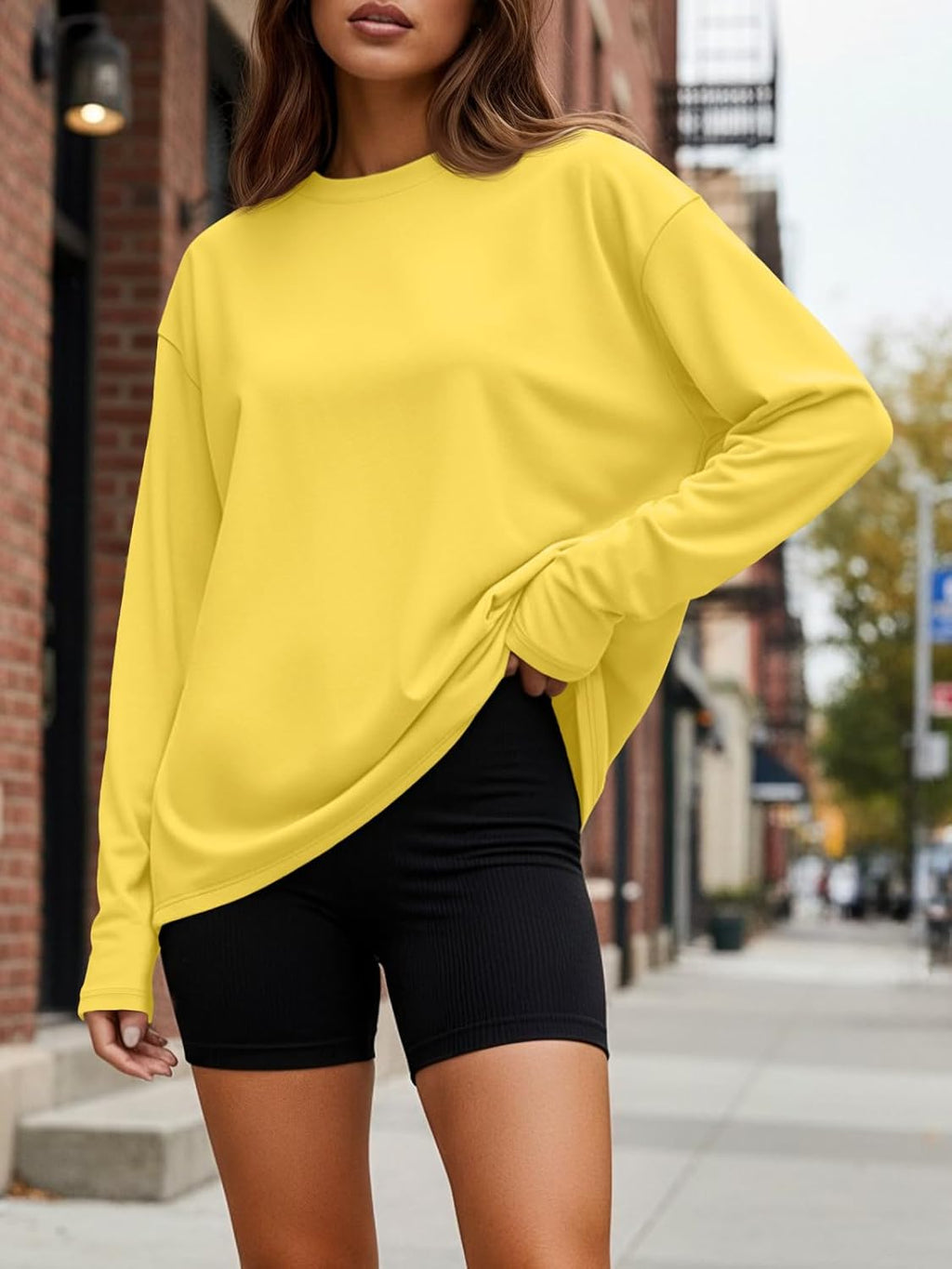 Trendy Queen Womens Oversized Long Sleeve T Shirts 2025 Basic Crewneck Tee Fall Tops Casual Workout Y2K Clothes