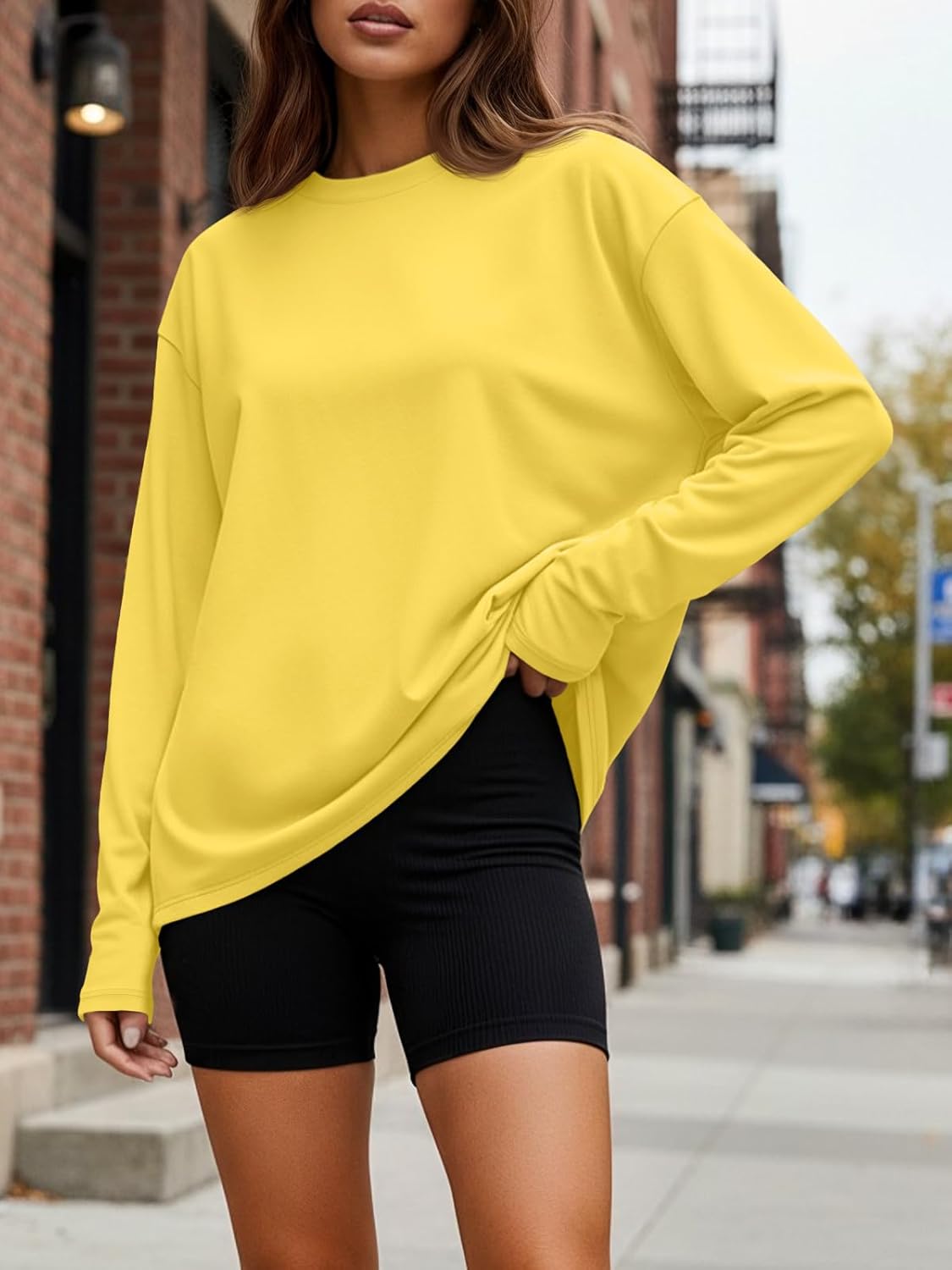 Trendy Queen Womens Oversized Long Sleeve T Shirts 2025 Basic Crewneck Tee Fall Tops Casual Workout Y2K Clothes