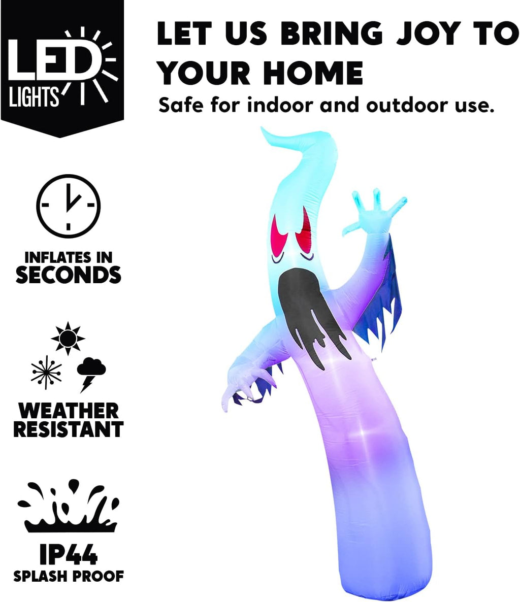 Joiedomi 12 FT Halloween Inflatables Outdoor Decorations, Scary Ghost Halloween Decor, Inflatable Ghost Blow Ups for Yard with LEDs for Outside Yard Decorations