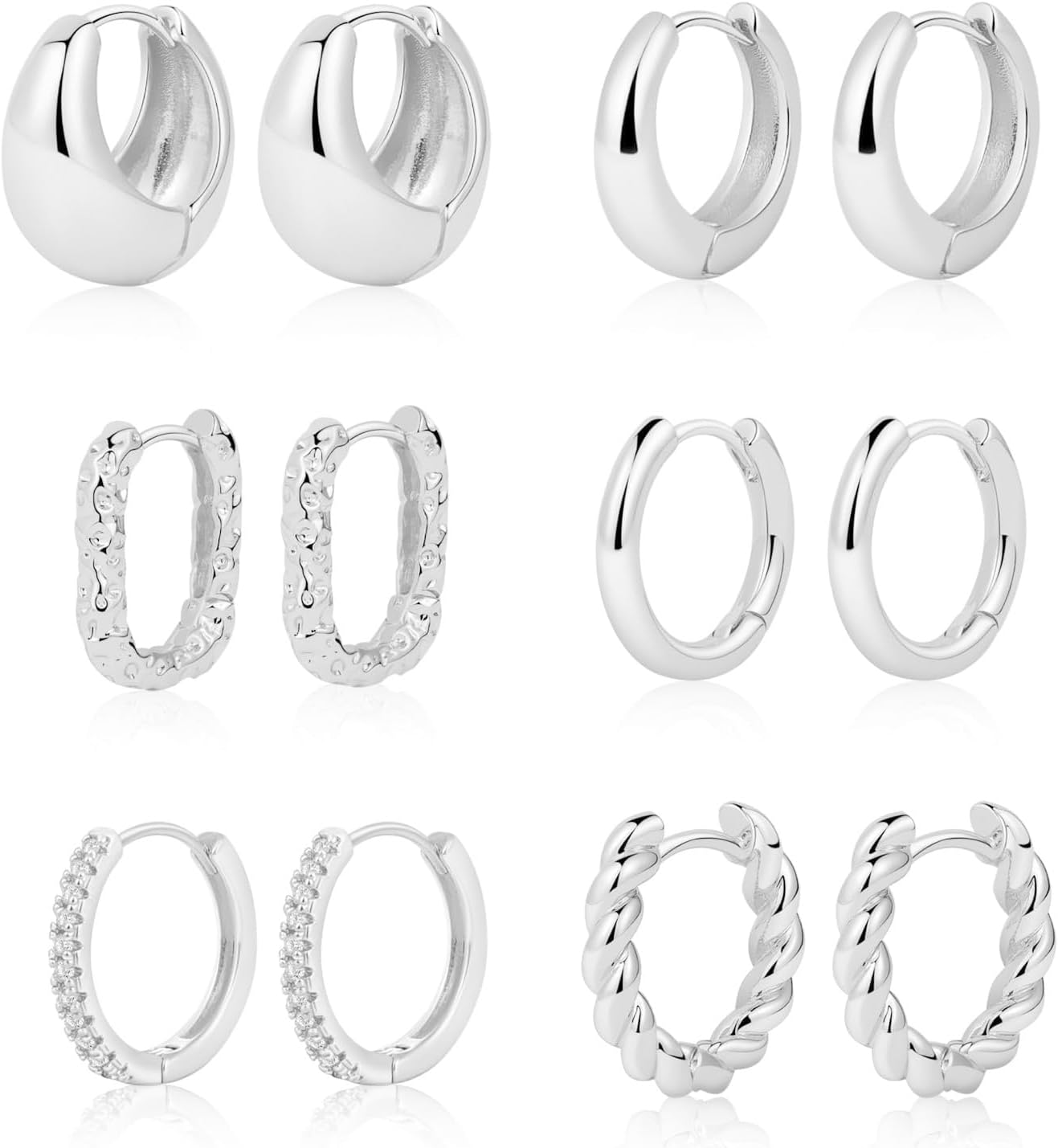 VIROMY Gold Hoop Earrings Set for Women Trendy, 14K Gold Plated Lightweight Small Gold/Silver Hoop Earrings for Women Chunky Open Hoops Earrings Jewelry Gifts