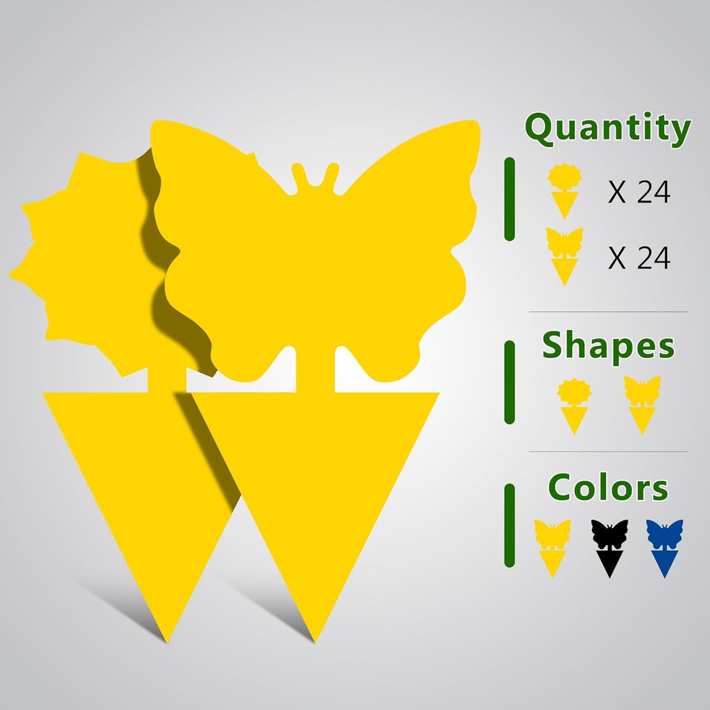 Landisun Fruit Fly Traps 48PCS Fungus Gnat-Traps for Indoor-Outdoor Yellow Fruit-Fly Sticky-Trap Plants Flying Bug Insects Traps