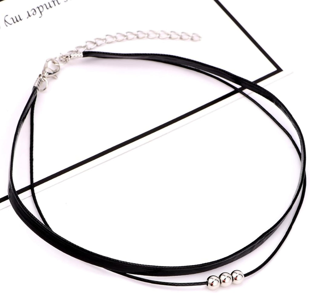 Fesciory Black Necklaces for Women, Adjustable Layered Velvet Leather Lace Collar Necklace, Goth Jewelry Gifts.