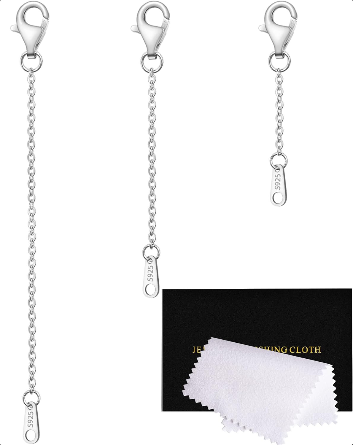 925 Sterling Silver Necklace Extender Sterling Silver Necklace Chain Extenders for Necklaces 2", 3", 4" Inches