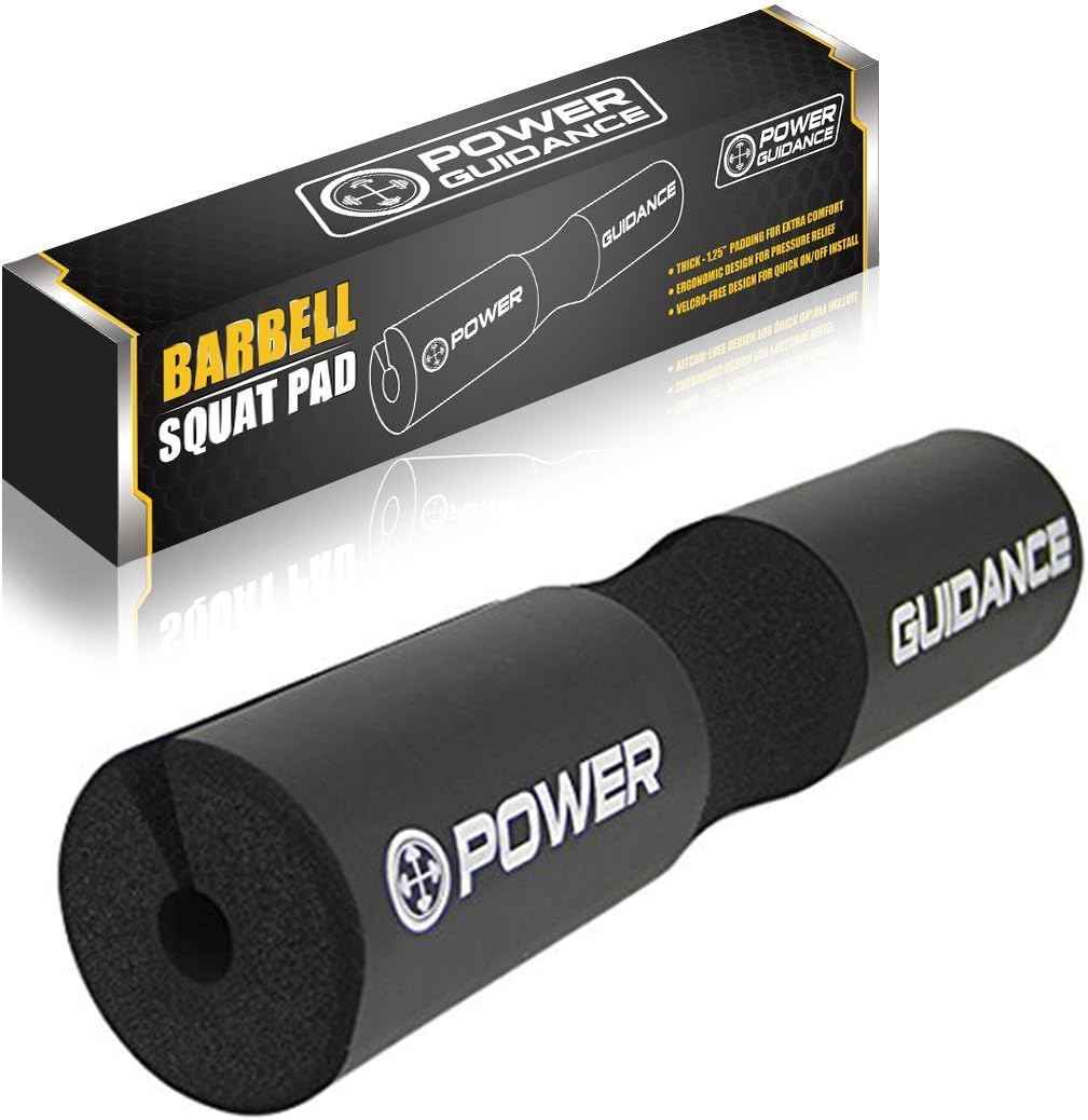 POWER GUIDANCE Barbell Squat Pad - Neck & Shoulder Protective Pad - Great for Squats, Lunges, Hip Thrusts, Weight Lifting & More - Fit Standard and Olympic Bars Perfectly