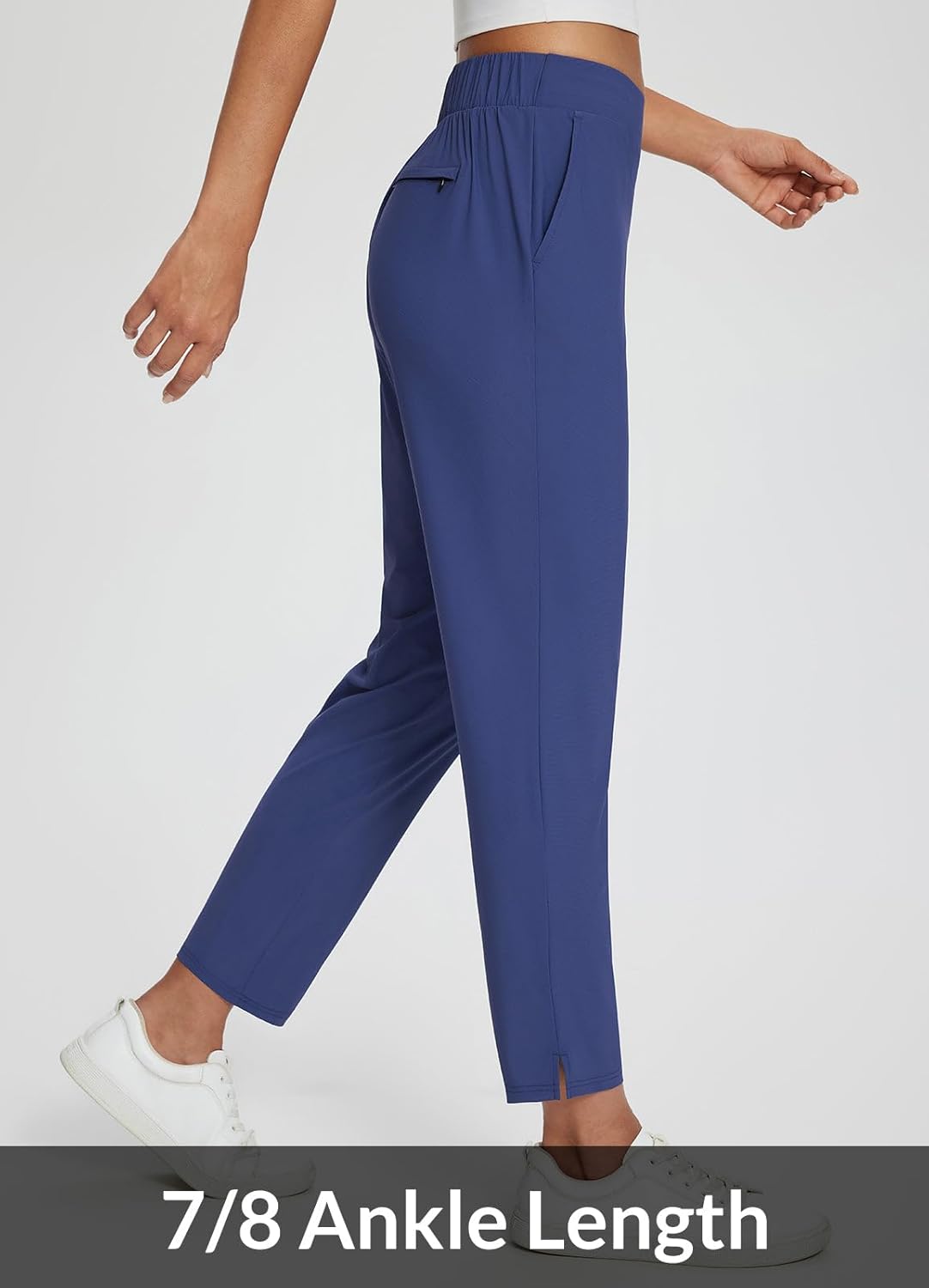 baleaf Womens Travel Pants Lightweight Stretch with Zipper Pockets Petite Ankle Dressy Golf Work Business Casual Slacks