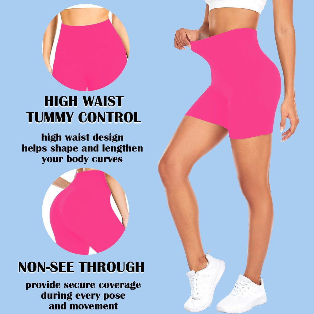 FULLSOFT High Waisted Biker Shorts for Women-5" Tummy Control Fitness Athletic Workout Running Yoga Gym Shorts