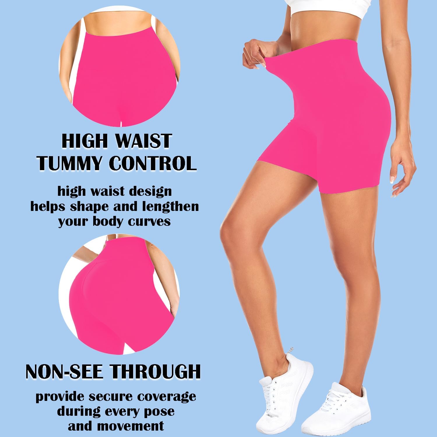 FULLSOFT High Waisted Biker Shorts for Women-5" Tummy Control Fitness Athletic Workout Running Yoga Gym Shorts