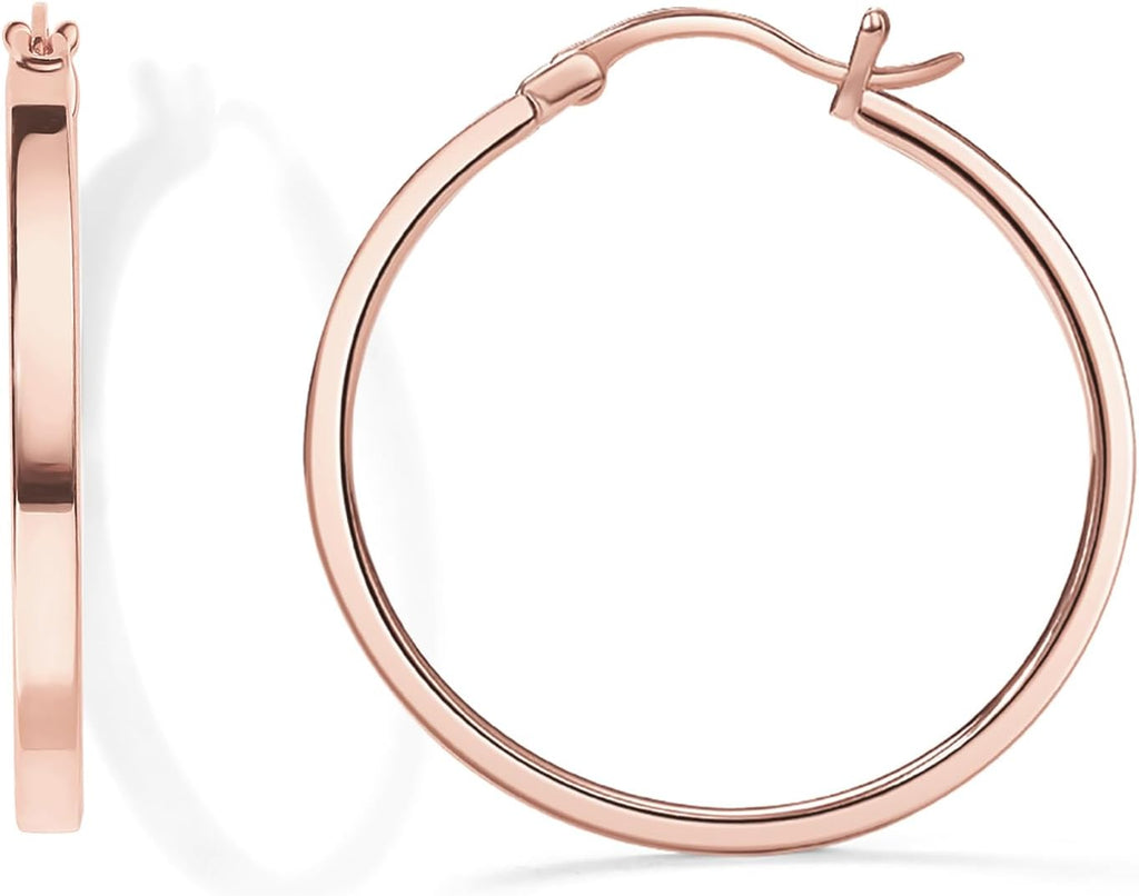 PAVOI 14K Gold Plated 925 Sterling Silver Post Lightweight Hoops | 20mm - 30mm Earring | Gold Hoop Earrings for Women