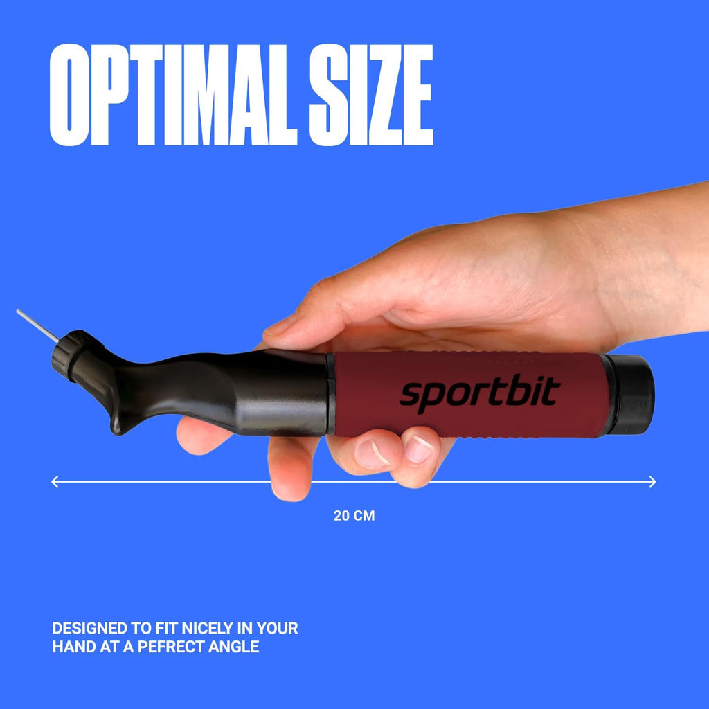 SPORTBIT Ball Pump for Sports Balls - Push & Pull Inflating System - Hand Pump for All Exercise Balls - Volleyball Pump, Basketball Inflator, Football & Soccer Ball Air Pump - Goes with 5 Needles Set