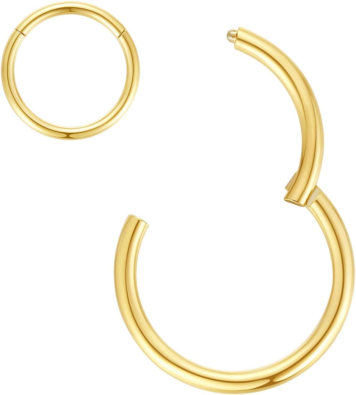 ORANGELOVE Hypoallergenic Nose Rings 20G 18G 16G 14G 12G 10G 8G 316l Surgical Steel Septum Jewelry Hinged Segment Ring Body Piercing Nose Hoop Lip Rings Nose Helix Cartilage Rook Earrings