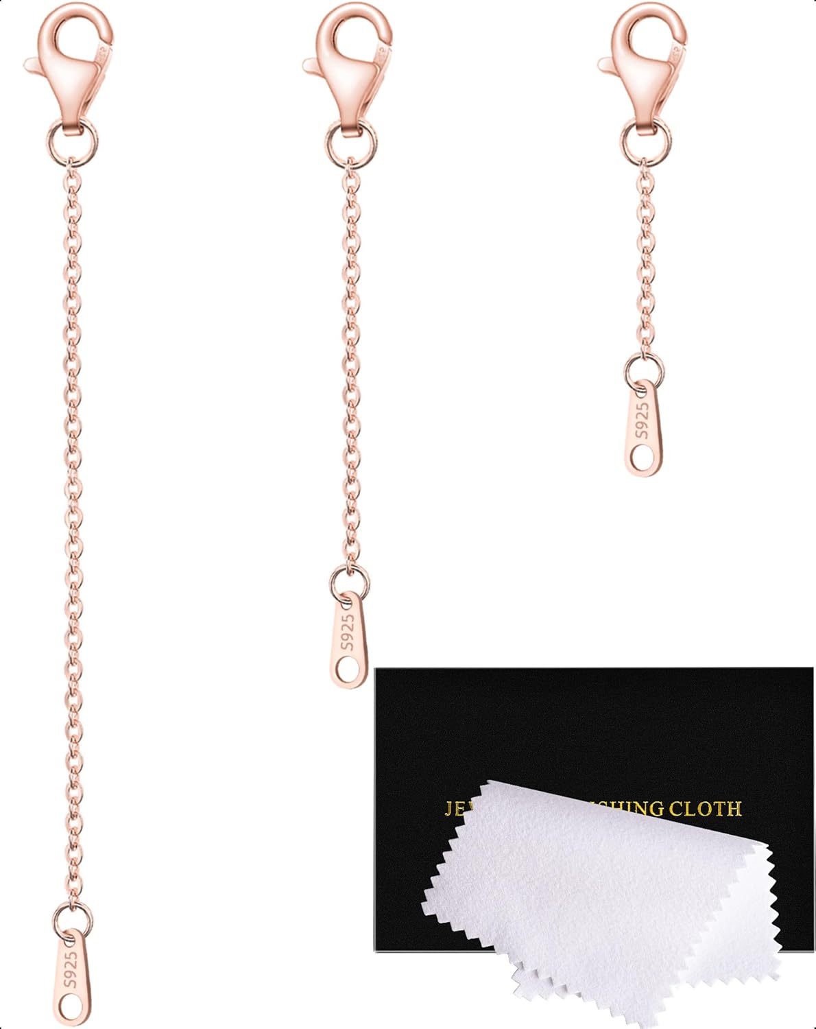 925 Sterling Silver Necklace Extender Sterling Silver Necklace Chain Extenders for Necklaces 2", 3", 4" Inches