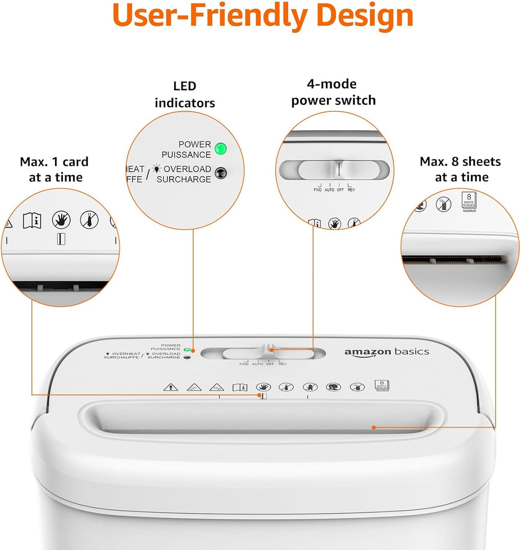 Basics 8-Sheet Cross Cut Paper Shredder and Credit Card Shredder - Black