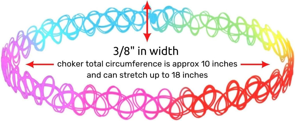 BodyJ4You 2PC Tattoo Choker Necklace - 90s Choker Necklace Women - 2000s Y2K Black Chokers Rainbow Choker - Butterfly Ying Yang Unicorn Rainbow Charms - Stretchy Elastic Necklace