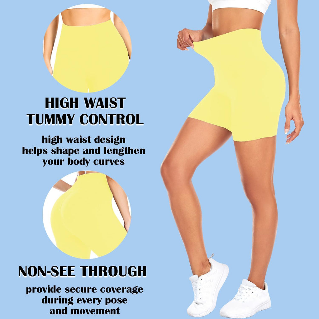 FULLSOFT High Waisted Biker Shorts for Women-5" Tummy Control Fitness Athletic Workout Running Yoga Gym Shorts