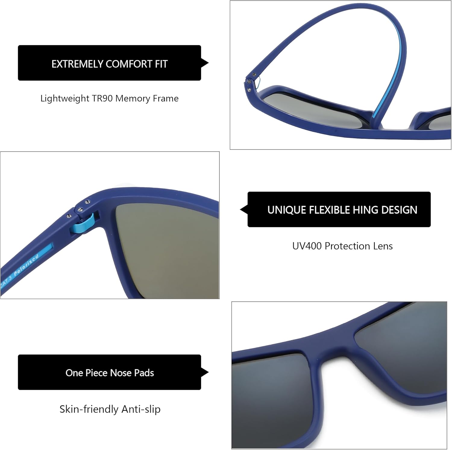 ZENOTTIC Polarized Sunglasses for Men Lightweight TR90 Frame UV400 Protection Square Sun Glasses