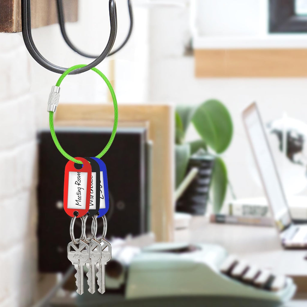 CooBigo 16 Pack Stainless Steel Loops 2mm Coated Wire Keychain Cable Large Keyrings 6 inch Key Chain for Luggage Tags, Key Tags, Keyrings, Kitchen utensils, Duster-Assorted Colors