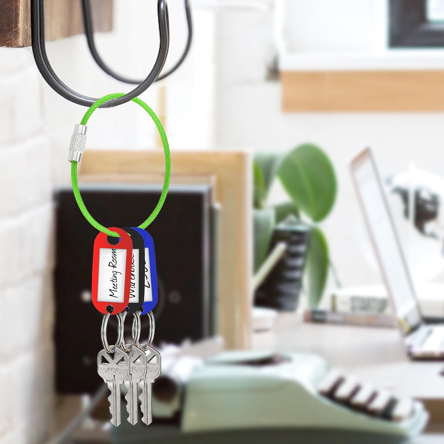 CooBigo 16 Pack Stainless Steel Loops 2mm Coated Wire Keychain Cable Large Keyrings 6 inch Key Chain for Luggage Tags, Key Tags, Keyrings, Kitchen utensils, Duster-Assorted Colors