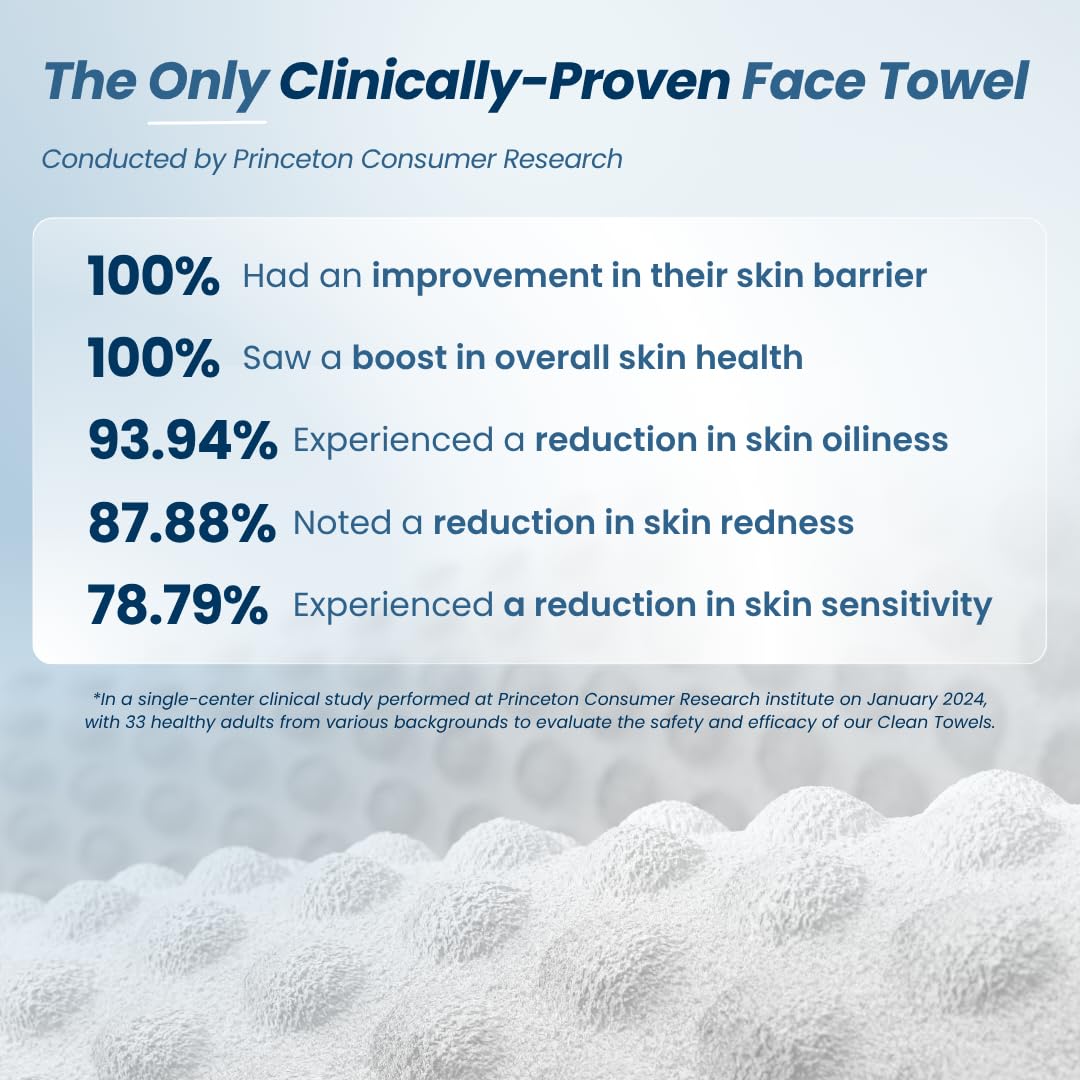 Clean Skin Club Clean Towels XL, 100% USDA Biobased Face Towel, Disposable Face Towelette, Eczema Association Accepted, Makeup Remover Dry Wipes, Ultra Soft, 1 Pack, 50 Ct