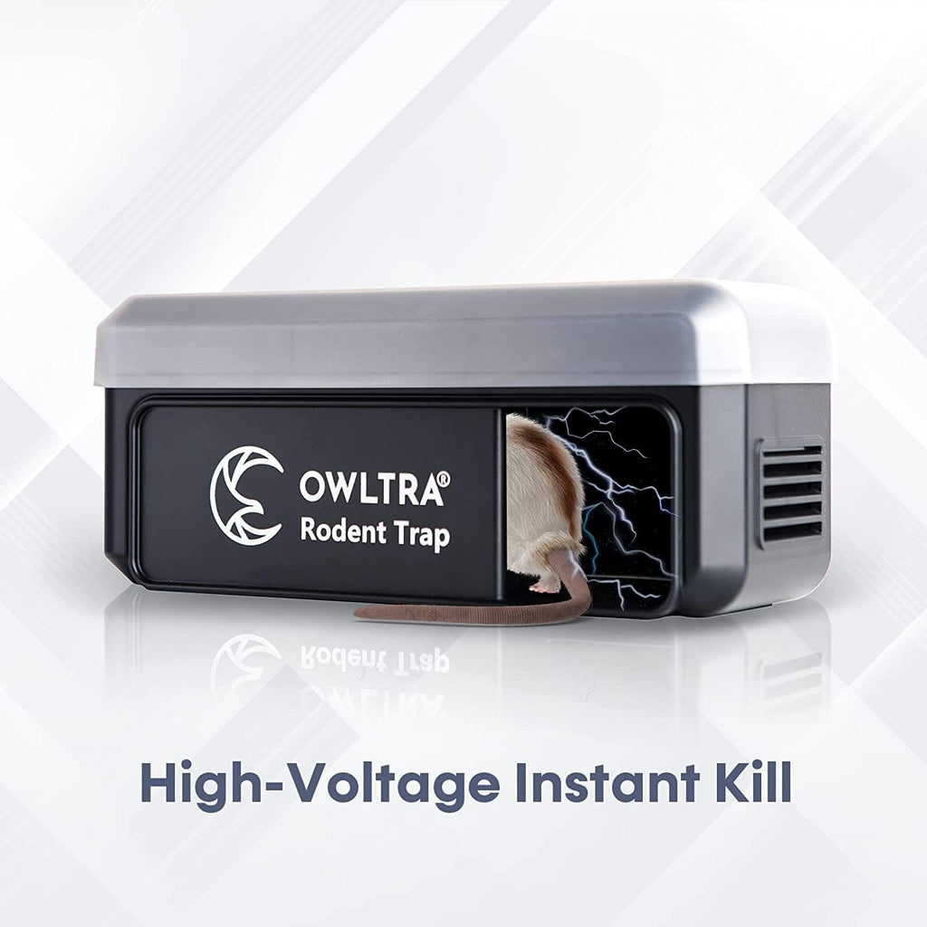 OWLTRA OW-2 Indoor Electric Mouse Trap 2 PCS, Instant Kill Rodent Zapper with Pet Safe Trigger, Black