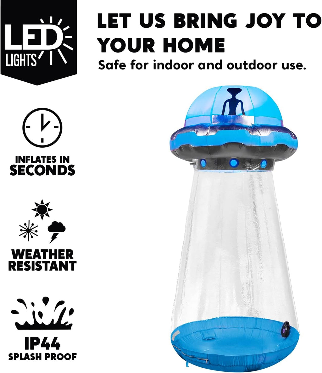 Joiedomi 9 FT Tall Halloween Inflatable UFO Outdoor Decorations, Halloween Blow Ups UFO Alien Decor for Yard Decoration with LEDs for Lawn Garden Party Decor