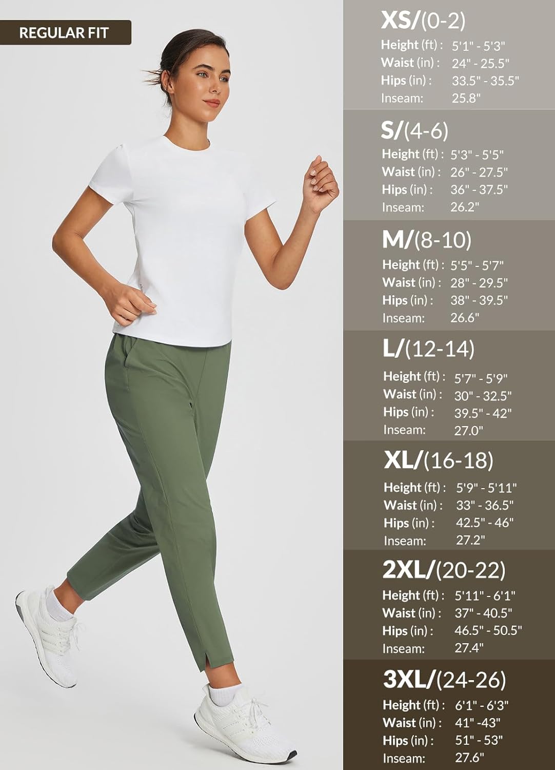 baleaf Womens Travel Pants Lightweight Stretch with Zipper Pockets Petite Ankle Dressy Golf Work Business Casual Slacks