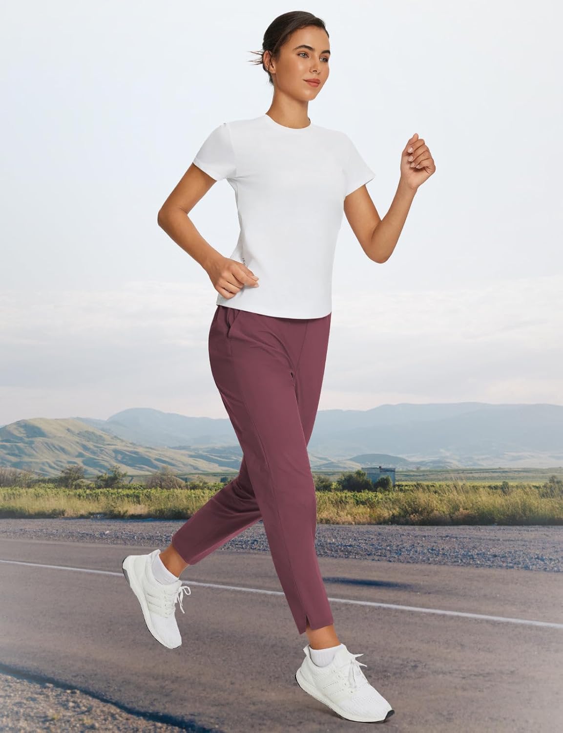 baleaf Womens Travel Pants Lightweight Stretch with Zipper Pockets Petite Ankle Dressy Golf Work Business Casual Slacks