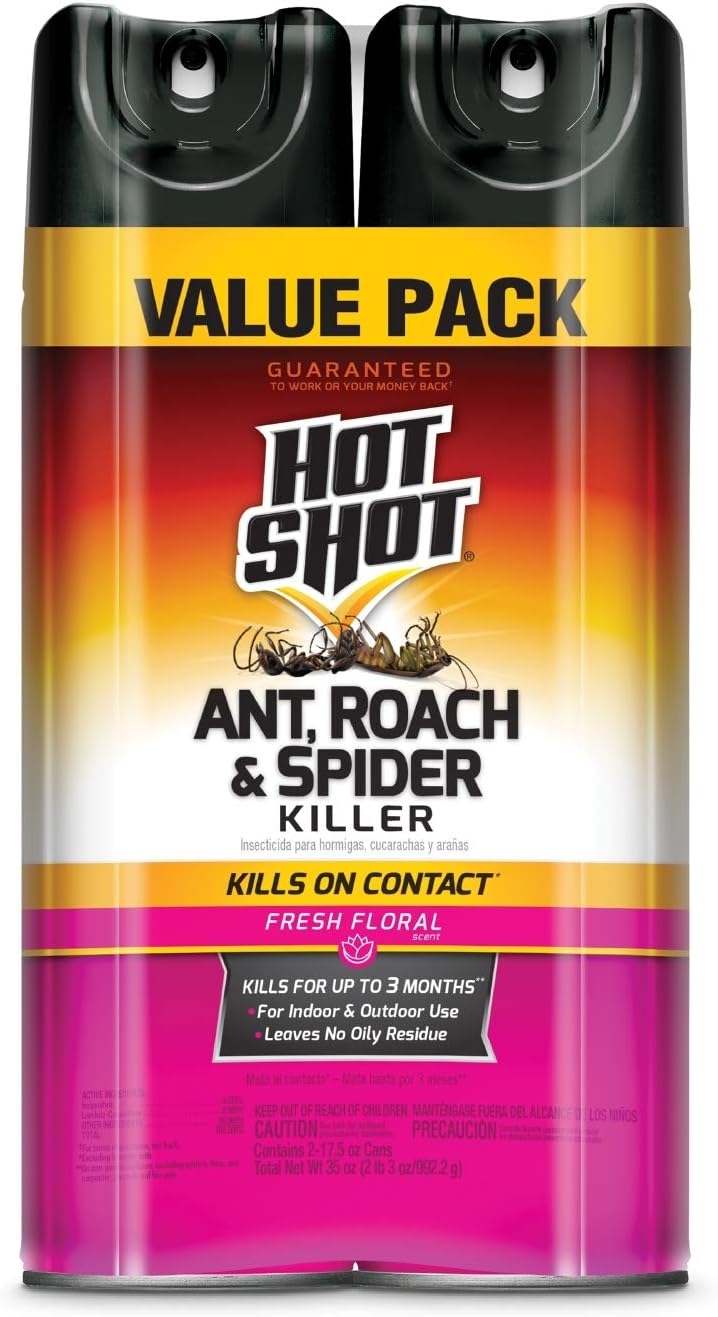 Hot Shot Ant, Roach & Spider Killer, Kills Insects Indoors and Outdoors, Kills Roaches and Listed Ants on Contact, Insecticide Spray, 17.5 Ounce (Crisp Linen)