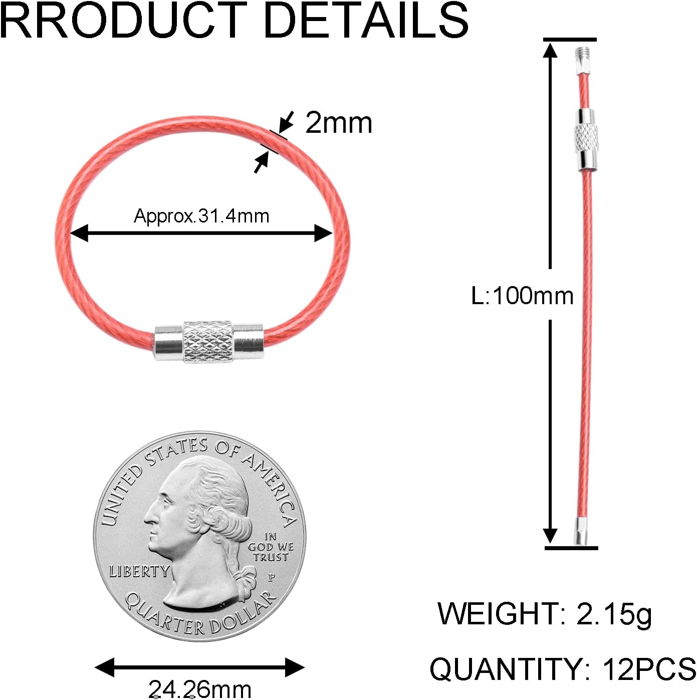 CooBigo 16 Pack Stainless Steel Loops 2mm Coated Wire Keychain Cable Large Keyrings 6 inch Key Chain for Luggage Tags, Key Tags, Keyrings, Kitchen utensils, Duster-Assorted Colors