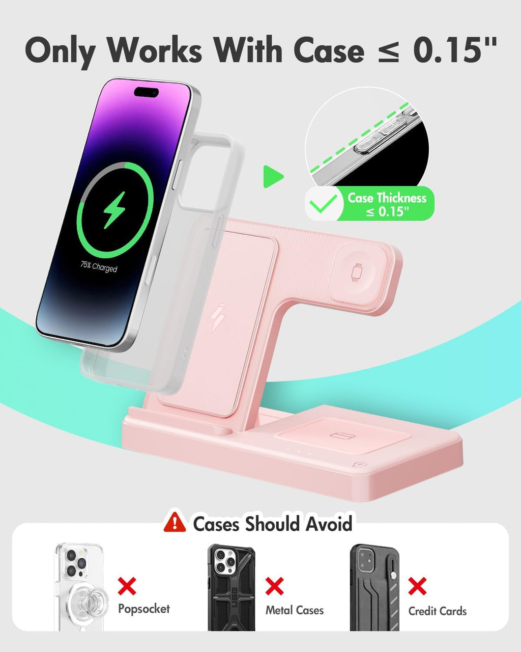 Wireless Charger iPhone Charging Station: 3 in 1 Charger Stand Multiple Devices for Apple - iPhone 17 16e 16 15 14 Pro Max 13 12 11 - Watch 10 9 8 7 6 5 4 3 2 SE and Ultra Series - Airpods 4 3 Pro