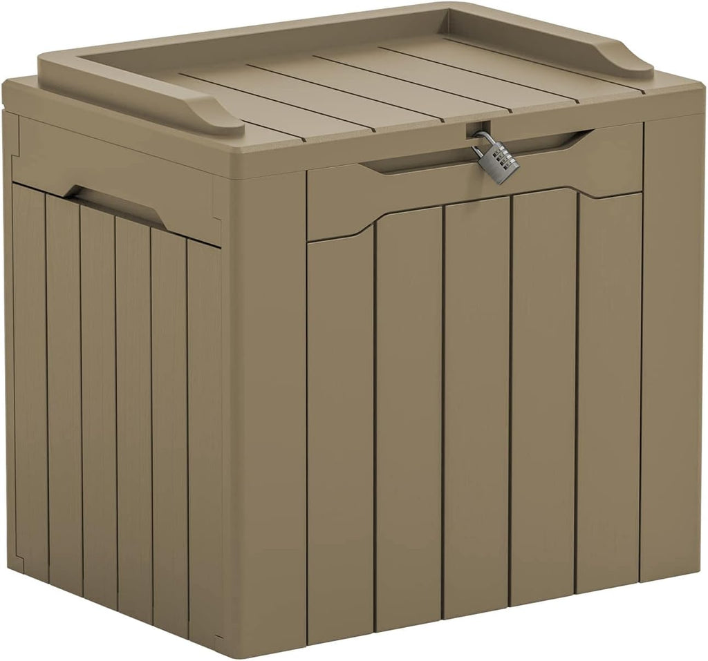 Greesum 31 Gallon Resin Deck Box Large Outdoor Storage for Patio Furniture, Garden Tools, Pool Supplies, Weatherproof and UV Resistant, Lockable, Dark Black