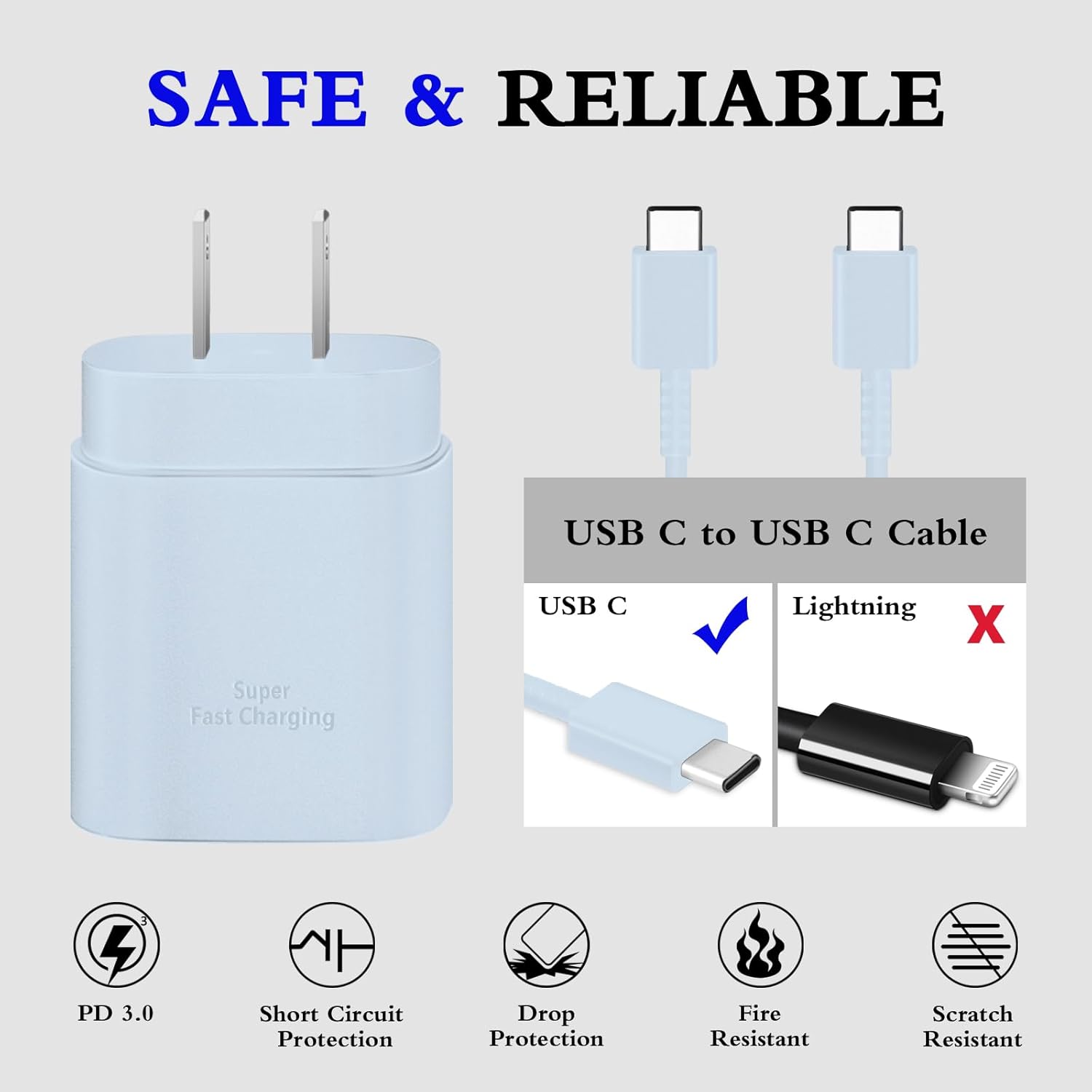 Type C Charger, 2-Pack 25W Type C Fast Charging Block with 6ft USB C Charger Cable Compatible with Galaxy S25 S24 S23 S22 S21+/Phone 16/16 Pro Max/15/15 Pro Max/15 Plus-Black