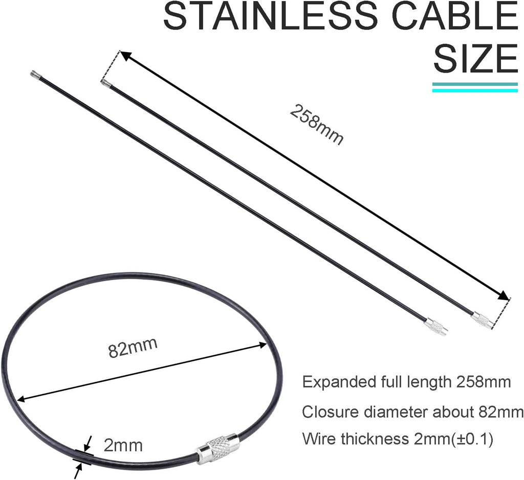 CooBigo 16 Pack Stainless Steel Loops 2mm Coated Wire Keychain Cable Large Keyrings 6 inch Key Chain for Luggage Tags, Key Tags, Keyrings, Kitchen utensils, Duster-Assorted Colors