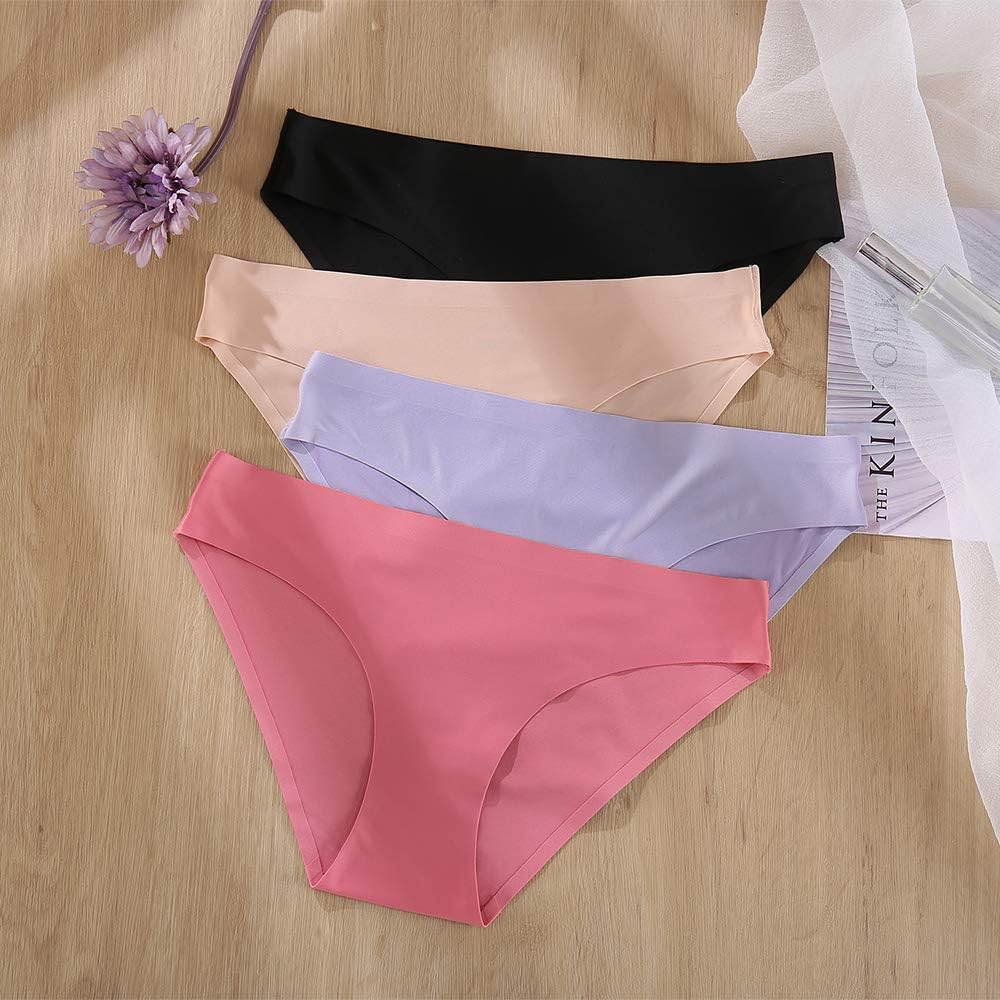 FINETOO 6 Pack Women’s Seamless Hipster Underwear No Show Panties Invisibles Briefs Soft Stretch Bikini Underwears XS-XL