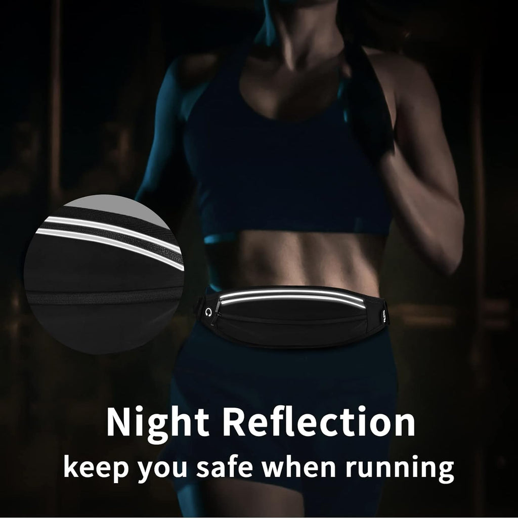Running Belt Fanny Pack, Running Waist Pack for Women & Men USA Patented Hands-Free Reflective Runner Pouch Belt Fitness Workout Bag No-Bounce Adjustable Sport Travel Fanny Pack Cell