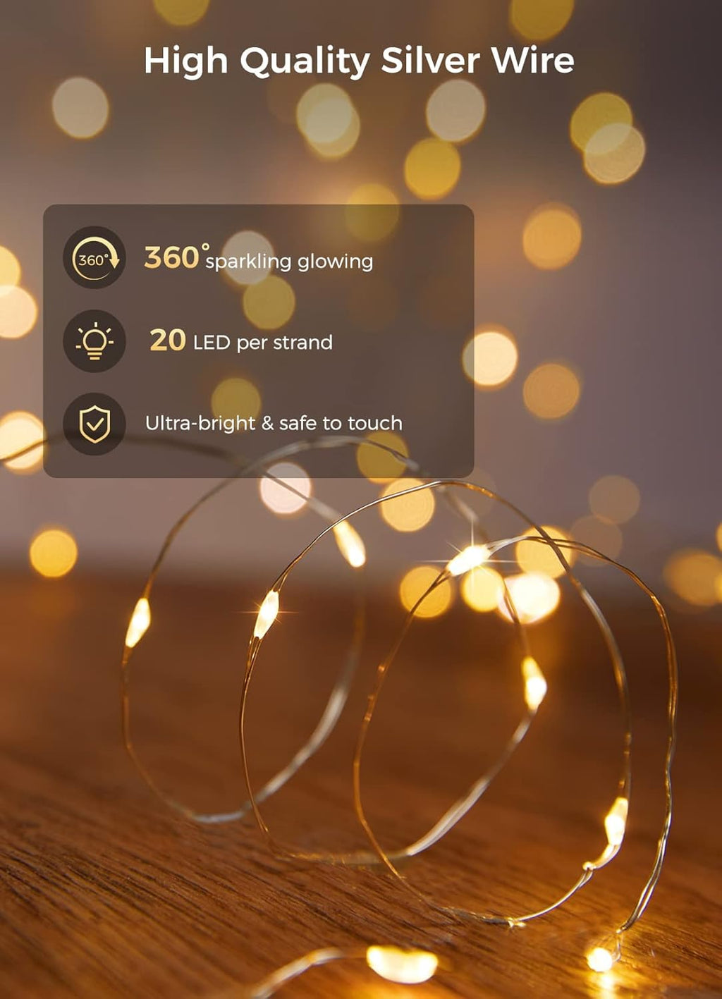 Brightown 12 Pack LED Fairy Lights Battery Operated String Lights - 7ft 20LED Waterproof Silver Wire Firefly Starry Moon Lights for DIY Crafts Wedding Table Centerpieces Party Bedroom Christmas