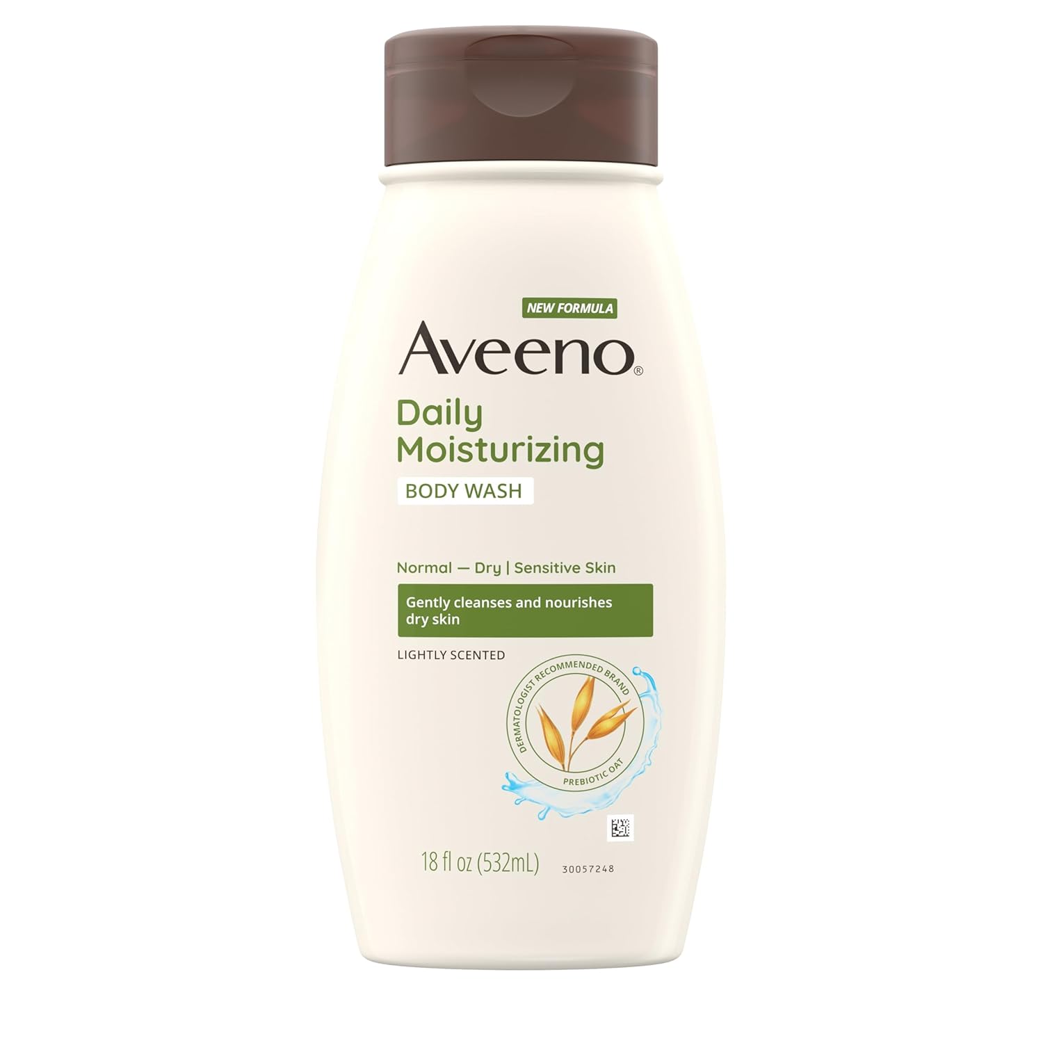 Aveeno Daily Moisturizing Body Wash for Women and Men for Dry & Sensitive Skin, Paraben, Soap & Dye-Free, Gentle Shower Cleanser, Dermatologist Recommended Brand, Lightly Scented, 33 Fl Oz