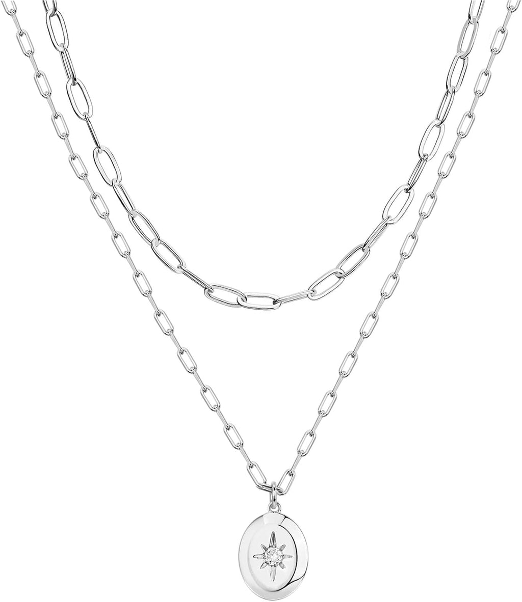 PAVOI 14K Gold Plated Layering Necklaces | Stylish Minimalist Design Pendant Necklaces | Bar, Circle, Lotus, Disc, Dog Tag, Horizontal Bar Pendants for Women