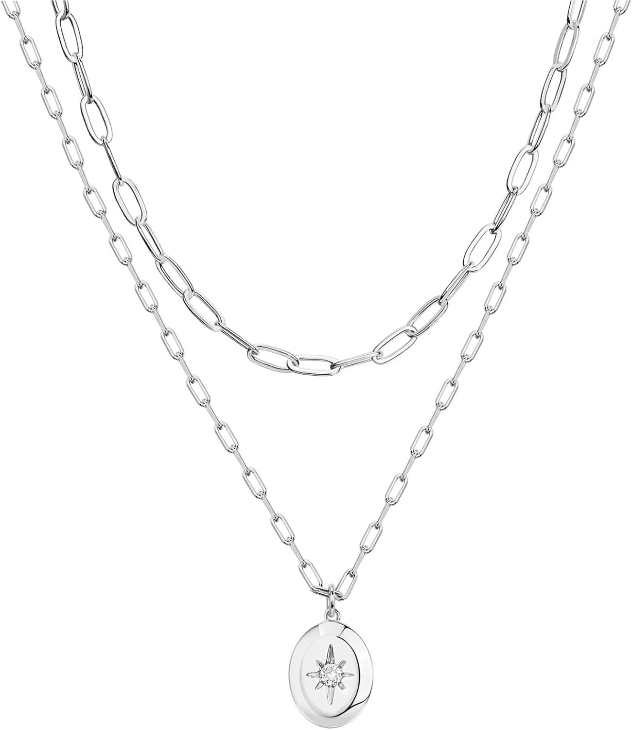 PAVOI 14K Gold Plated Layering Necklaces | Stylish Minimalist Design Pendant Necklaces | Bar, Circle, Lotus, Disc, Dog Tag, Horizontal Bar Pendants for Women