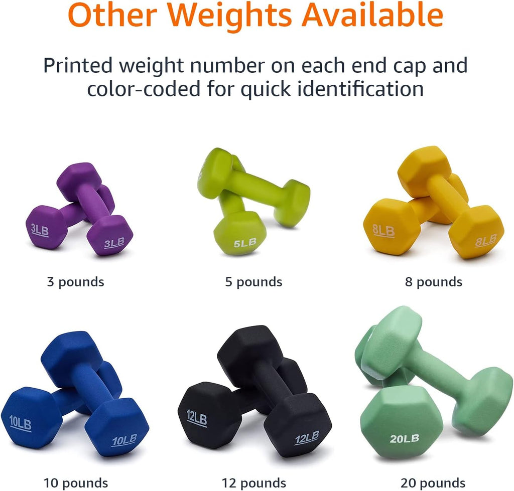 Basics Neoprene Dumbbell Hand Weights for Exercise and Muscle Toning