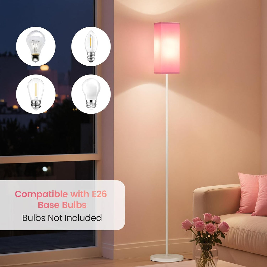 64.6" Floor Lamp, Pole with Foot Switch, Modern Standing Lamp Lampshade, Minimalist Freestanding Lamp (Bulb Not Included), for Living Room, Bedroom Office ETL Listed, Black and Beige E07LD05