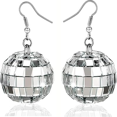 Disco Ball Earrings 24mm 70'S Disco Punk Earrings for Women Jewelry