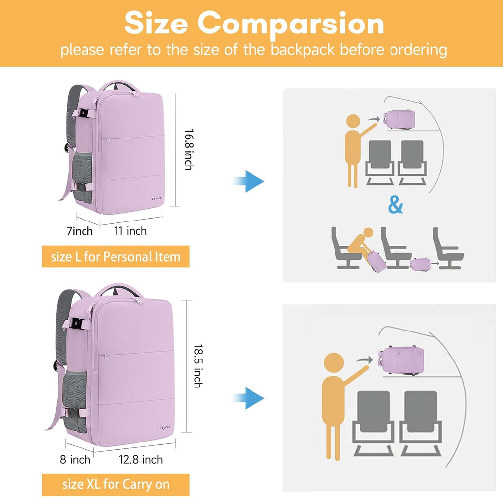 Taygeer Travel Backpack for Women, Carry On Backpack with USB Charging Port & Shoe Pouch, TSA 15.6inch Laptop Mochila Flight Approved, Nurse Bag Casual Daypack for Weekender Business Hiking, Pink