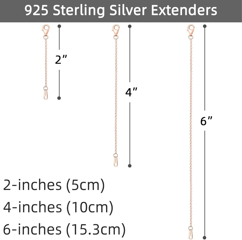 925 Sterling Silver Necklace Extender Sterling Silver Necklace Chain Extenders for Necklaces 2", 3", 4" Inches