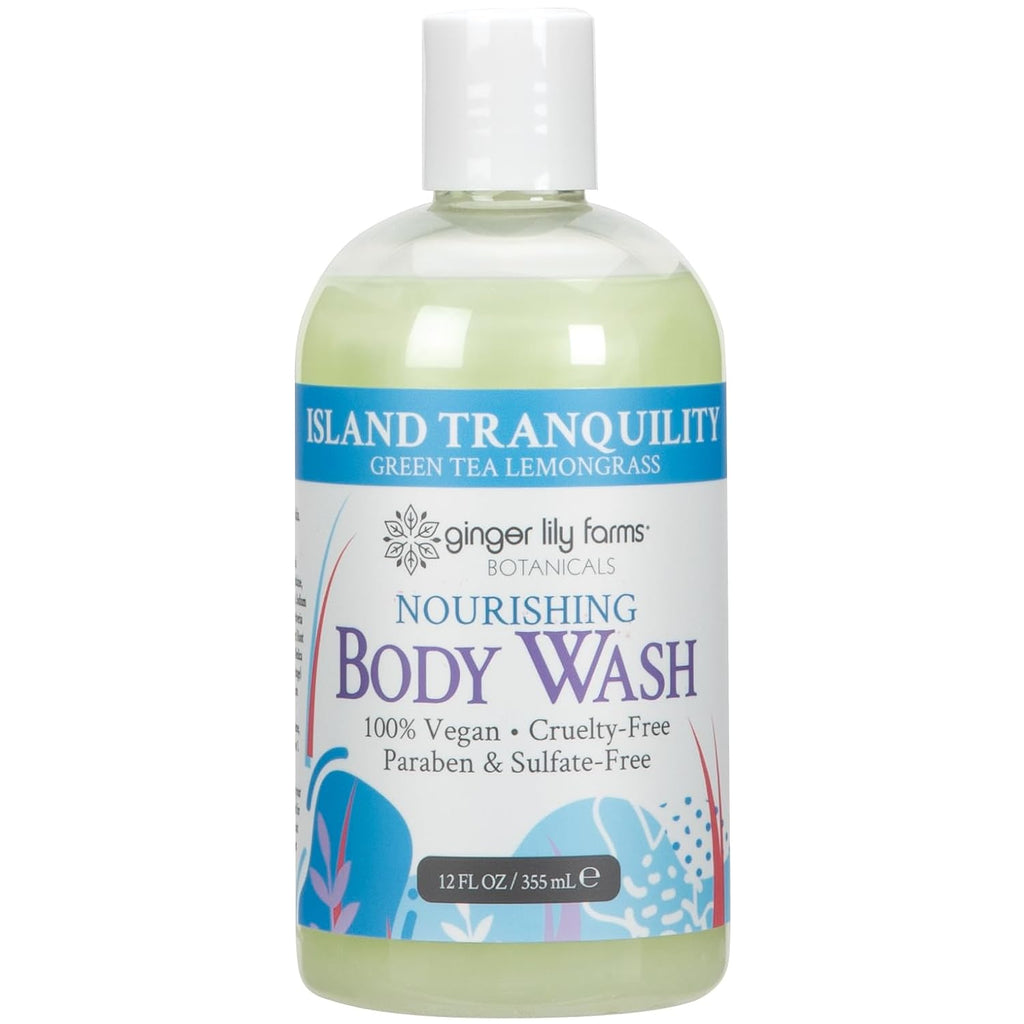 Ginger Lily Farms Botanicals Nourishing Body Wash, Island Tranquility, 100% Vegan & Cruelty-Free, Green Tea Lemongrass Scent, 1 Gallon Refill (128 fl. oz.)