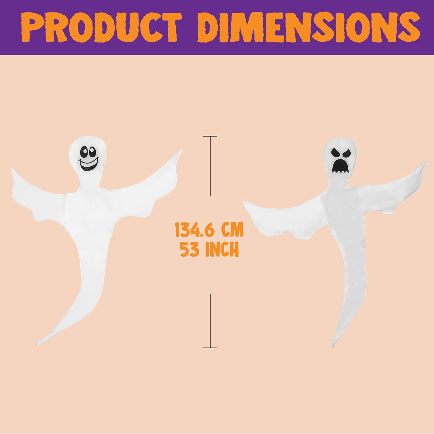 JOYIN 2 Pcs 53" Halloween Decoration Outdoor, Halloween Bendable Hanging Ghost for Lawn, Tree, Pilar Decorations, Tree Wrap Ghost Party Supplies