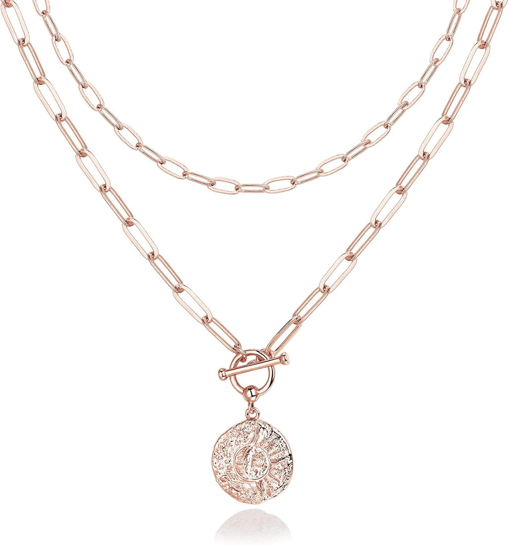 PAVOI 14K Gold Plated Layering Necklaces | Stylish Minimalist Design Pendant Necklaces | Bar, Circle, Lotus, Disc, Dog Tag, Horizontal Bar Pendants for Women